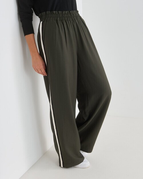 Whistle Sport Stripe Jog Pant, Short Length, Dark Olive product photo View 05 L