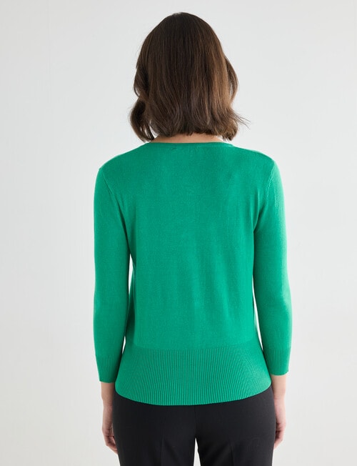 Oliver Black Crew Neck Cardigan, Green product photo View 02 L