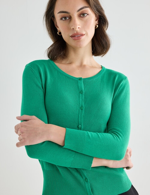 Oliver Black Crew Neck Cardigan, Green product photo View 04 L