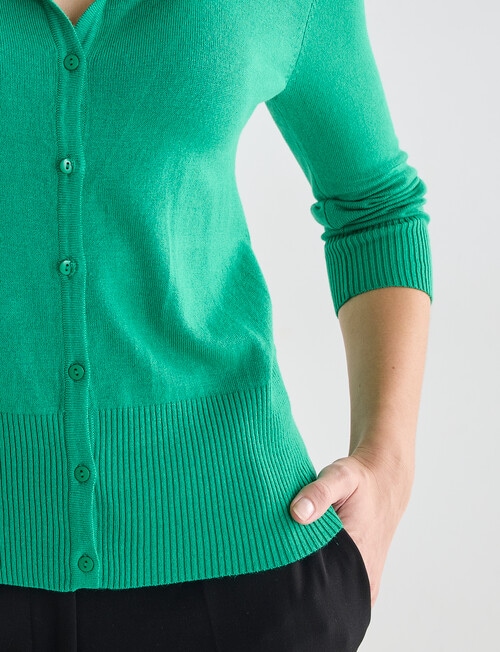 Oliver Black Crew Neck Cardigan, Green product photo View 06 L