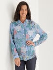 Ella J Botanical Classic Shirt, Pale Blue product photo