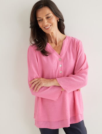 Ella J Button Detail Top, Pink product photo