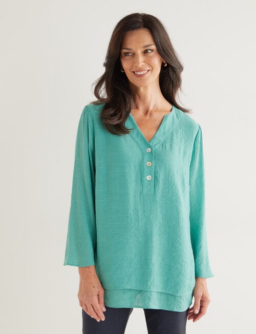 Ella J Button Detail Top, Green product photo