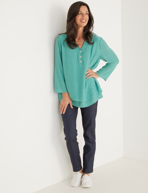 Ella J Button Detail Top, Green product photo View 03 L