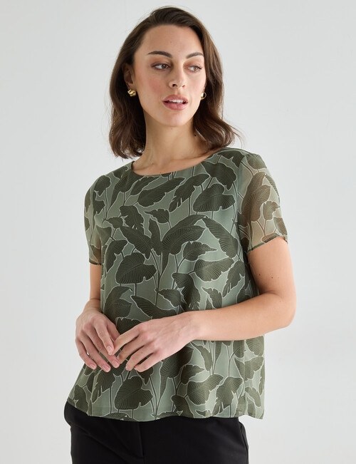 Oliver Black Leaf Double Layer Top, Olive product photo