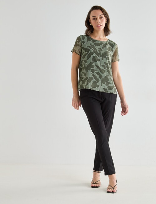 Oliver Black Leaf Double Layer Top, Olive product photo View 03 L