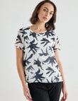 Oliver Black Shadow Flower Double Layer Top, White & Black product photo
