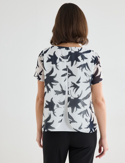 Oliver Black Shadow Flower Double Layer Top, White & Black product photo View 02 L