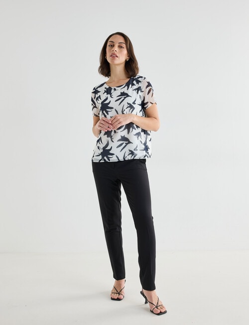 Oliver Black Shadow Flower Double Layer Top, White & Black product photo View 03 L