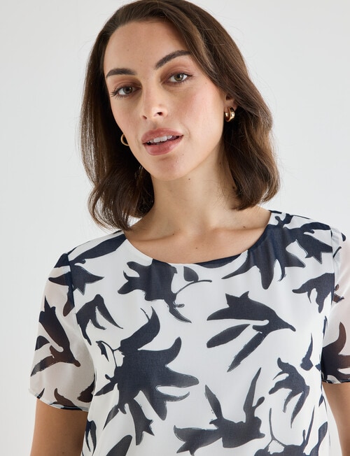 Oliver Black Shadow Flower Double Layer Top, White & Black product photo View 04 L