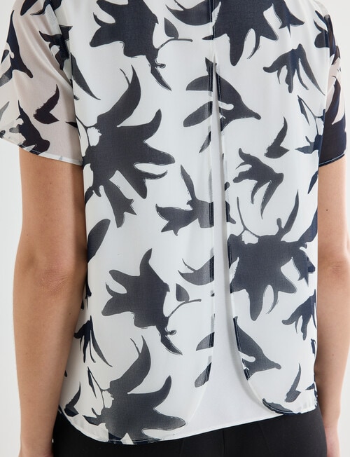 Oliver Black Shadow Flower Double Layer Top, White & Black product photo View 06 L