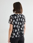 Oliver Black Blurred Flower Double Layer Top, Black & White product photo View 02 S