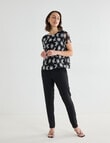 Oliver Black Blurred Flower Double Layer Top, Black & White product photo View 03 S