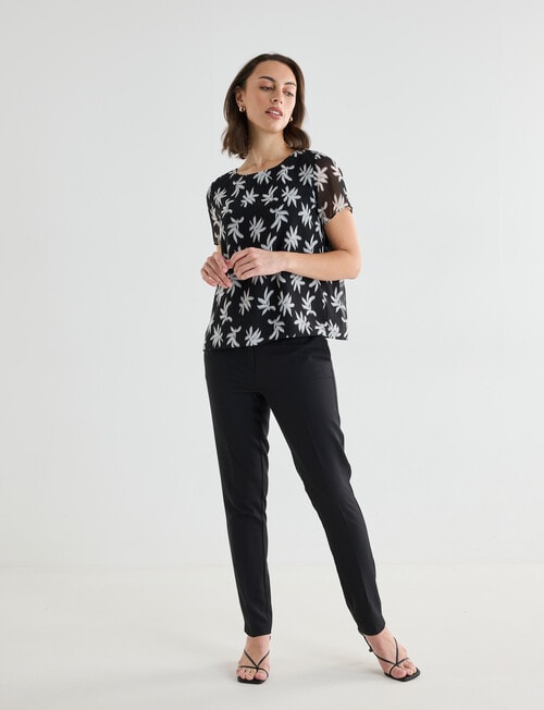 Oliver Black Blurred Flower Double Layer Top, Black & White product photo View 03 L