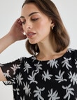 Oliver Black Blurred Flower Double Layer Top, Black & White product photo View 05 S