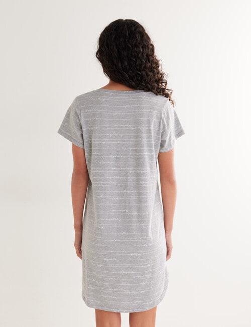 Zest Sleep Print T-Shirt Nightie, 8-22, Grey Marle product photo View 02 L