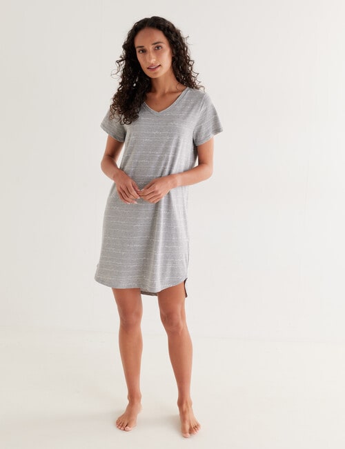 Zest Sleep Print T-Shirt Nightie, 8-22, Grey Marle product photo View 03 L