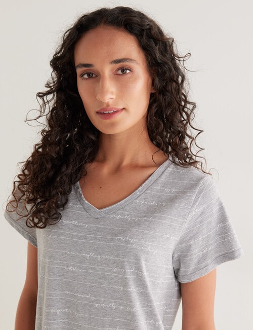Zest Sleep Print T-Shirt Nightie, 8-22, Grey Marle product photo View 04 L