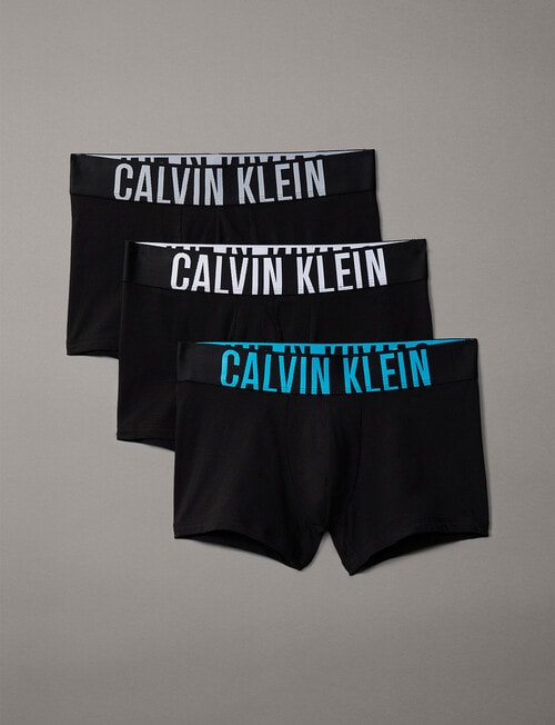 Calvin Klein Intense Power Cotton Trunk, 3-Pack, Black, White & Grey Logo Waistbands product photo