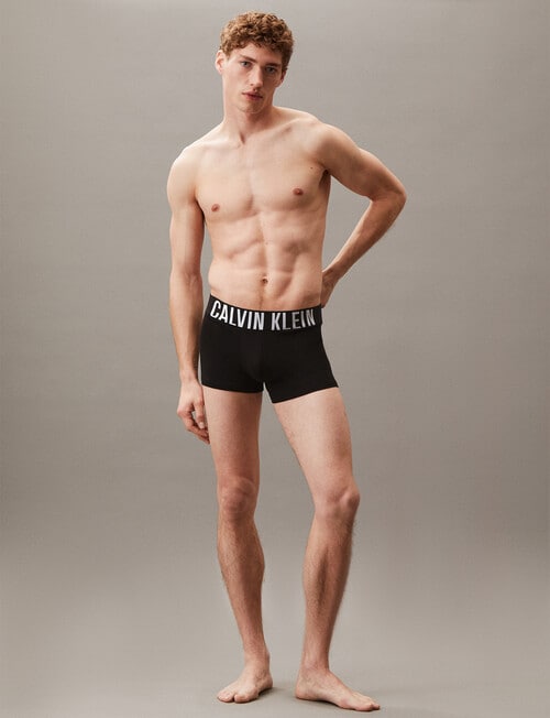 Calvin Klein Intense Power Cotton Trunk, 3-Pack, Black, White & Grey Logo Waistbands product photo View 02 L