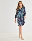Whistle Sleep Botanical V-Neck Nightie, Navy, 8-22 product photo