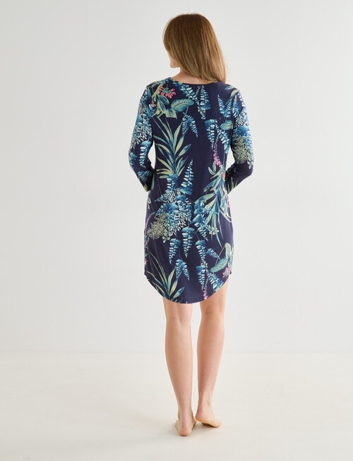 Whistle Sleep Botanical V-Neck Nightie, Navy, 8-22 product photo View 02 L