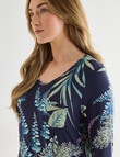 Whistle Sleep Botanical V-Neck Nightie, Navy, 8-22 product photo View 04 S