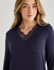 Whistle Sleep Lace Trim V-Neck Nightie, Navy, 8-22 product photo View 04 S