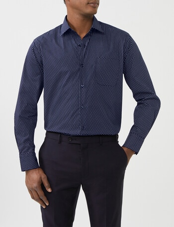 Van Heusen Circle Print Long Sleeeve Classic Shirt, Navy product photo