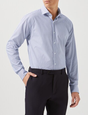 Van Heusen Mid Check Tailored Long Sleeve Shirt, Blue product photo