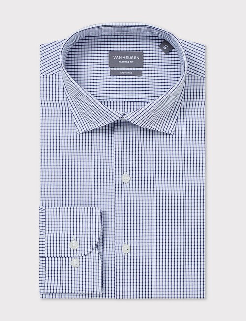 Van Heusen Mid Check Tailored Long Sleeve Shirt, Blue product photo View 03 L