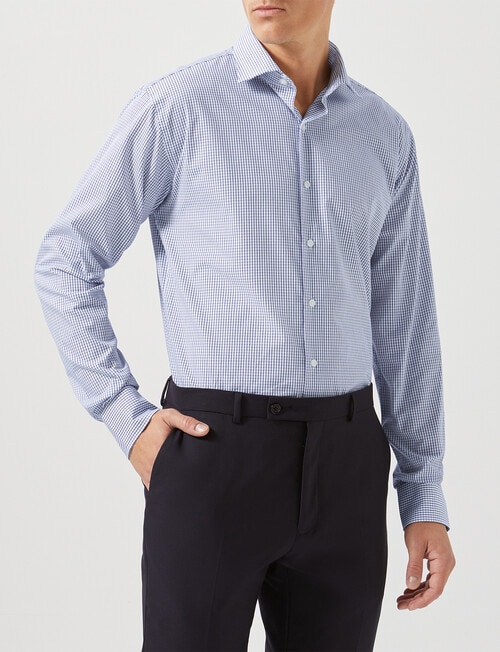 Van Heusen Mid Check Tailored Long Sleeve Shirt, Blue product photo