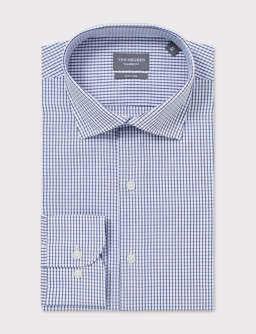 Van Heusen Mid Check Tailored Long Sleeve Shirt, Blue product photo View 03 L