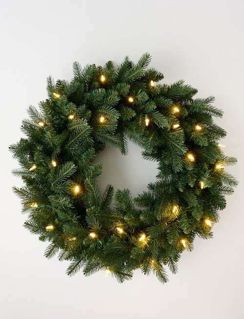 Christmas Shop Pre-Lit Faux Spruce Wreath, Dual Lights product photo