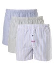Mitch Dowd Stripes Cotton Boxer Shorts, 3-Pack, Blue & Grey product photo