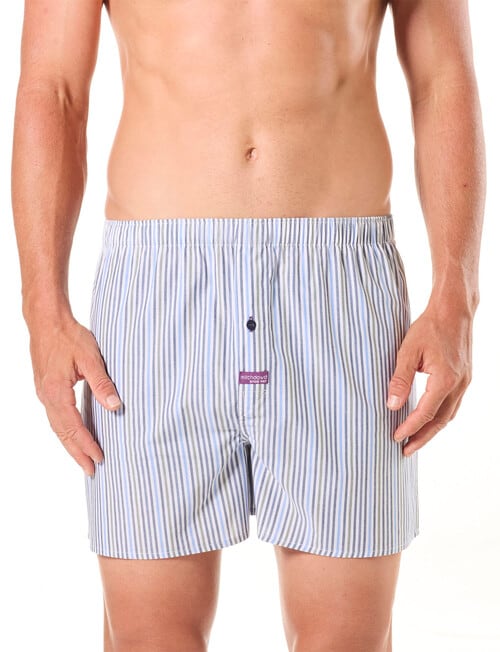 Mitch Dowd Stripes Cotton Boxer Shorts, 3-Pack, Blue & Grey product photo View 02 L