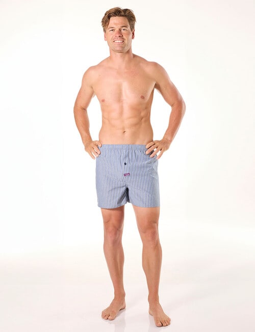 Mitch Dowd Stripes Cotton Boxer Shorts, 3-Pack, Blue & Grey product photo View 05 L