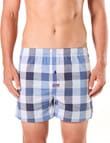 Mitch Dowd Charlie Check Cotton Stretch Boxer Shorts, Navy, Blue & White product photo
