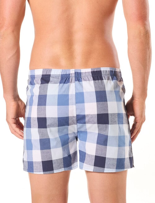 Mitch Dowd Charlie Check Cotton Stretch Boxer Shorts, Navy, Blue & White product photo View 02 L