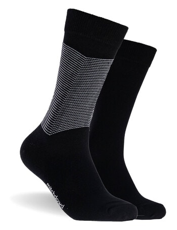 Mitch Dowd V Stripe Cotton Textured Crew Socks, 2-Pack, Black product photo