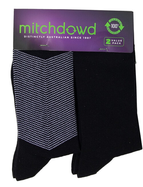 Mitch Dowd V Stripe Cotton Textured Crew Socks, 2-Pack, Black product photo View 04 L