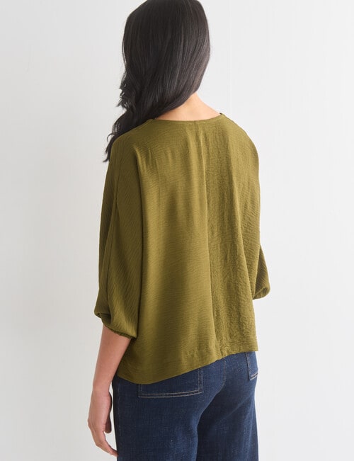 Whistle V-Neck Tie Hem Top, Olive product photo View 02 L