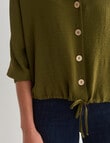Whistle V-Neck Tie Hem Top, Olive product photo View 04 S