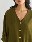 Whistle V-Neck Tie Hem Top, Olive product photo View 06 S