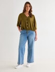 Whistle V-Neck Tie Hem Top, Olive product photo View 13 S