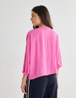 Whistle V-Neck Tie Hem Top, Fuchsia product photo View 02 S