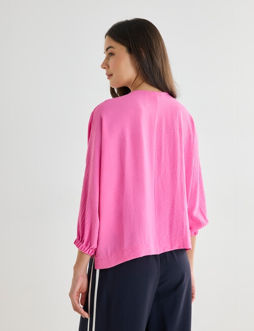 Whistle V-Neck Tie Hem Top, Fuchsia product photo View 02 L