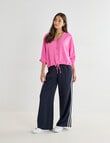 Whistle V-Neck Tie Hem Top, Fuchsia product photo View 03 S