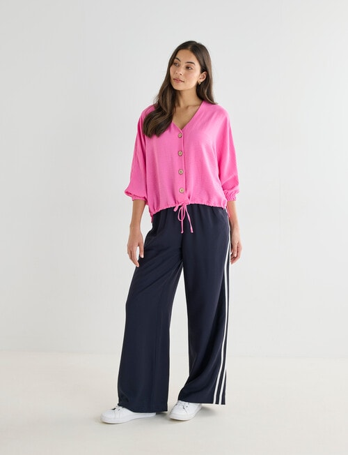 Whistle V-Neck Tie Hem Top, Fuchsia product photo View 03 L