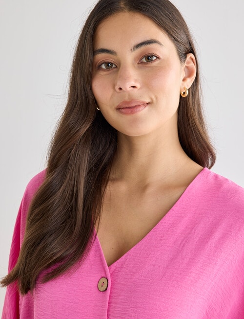 Whistle V-Neck Tie Hem Top, Fuchsia product photo View 04 L